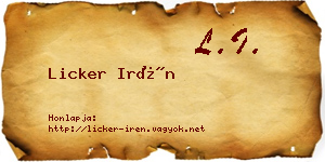 Licker Irén névjegykártya